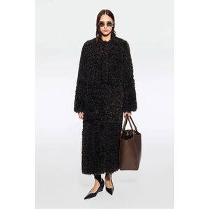 NWT RÓHE Brown Faux Fur High Pile Coat size 42 / Large